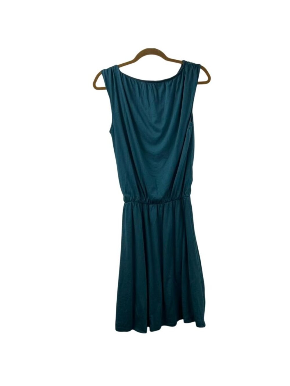 Garnet Hill Blouson Boatneck Knit Dress Women's Medium Teal Blue Organic Cotton - Picture 3 of 16